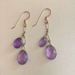 Purple Glass 14KG Filled Earrings